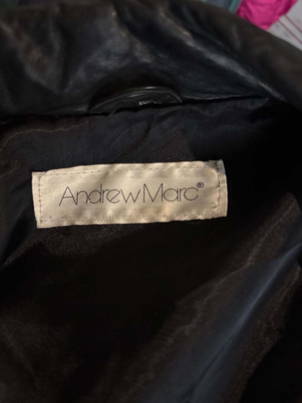 Andrew Marc Vintage Black Leather Jacket with Snap Waist and Epaulettes - Picture 13 of 15